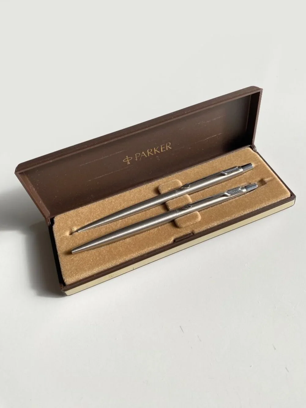 Parker 45 Flighter Stainless Steel Ball Pen and Mechanical Pencil Set